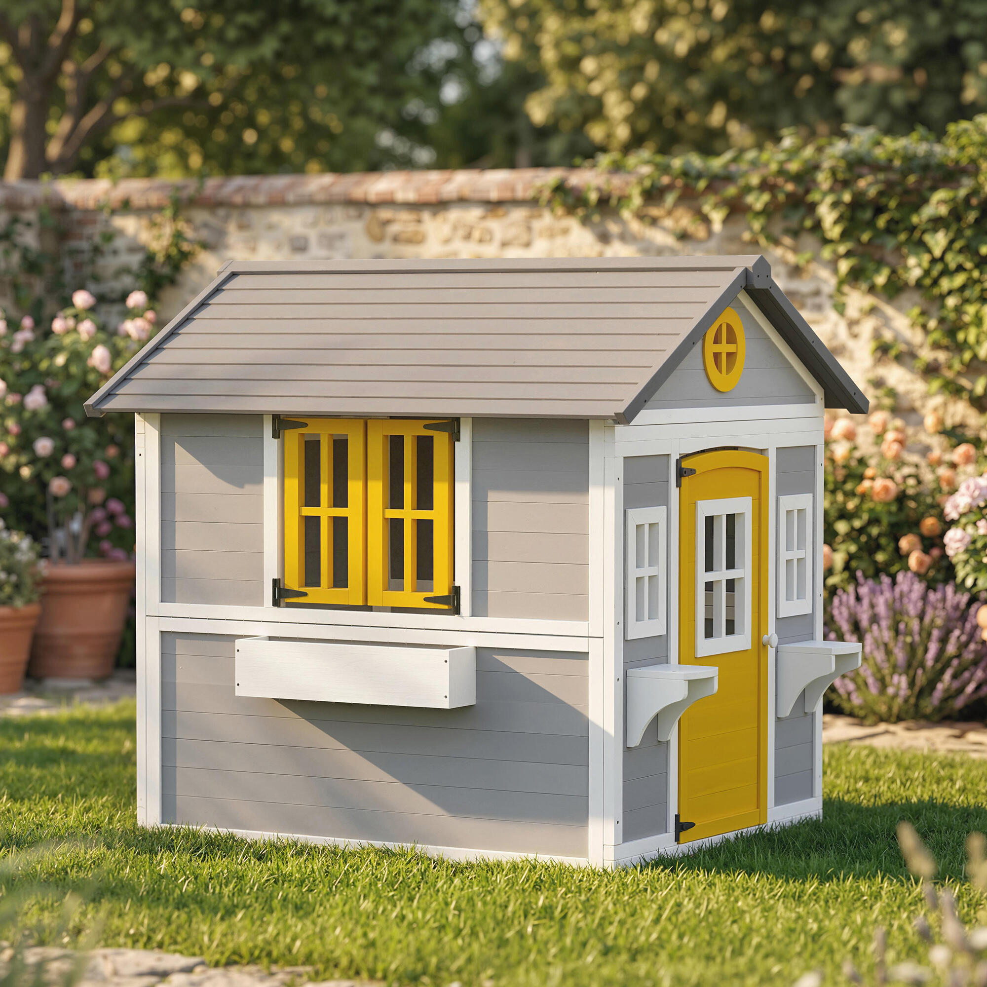 Casinha Infantil Outsunny Cinzento 4/5
