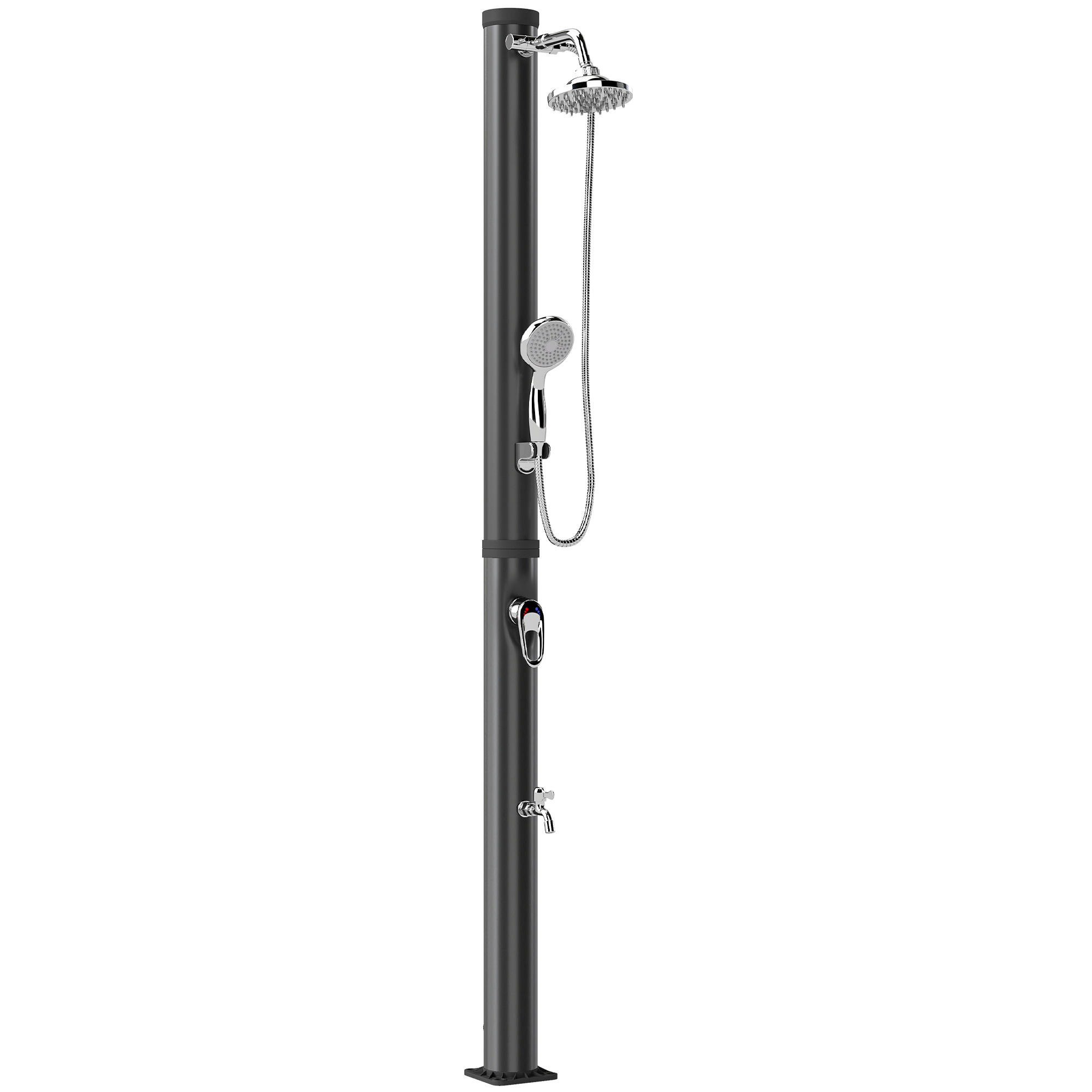 Chuveiro solar exterior 42x11x215 cm preto Outsunny 1/5