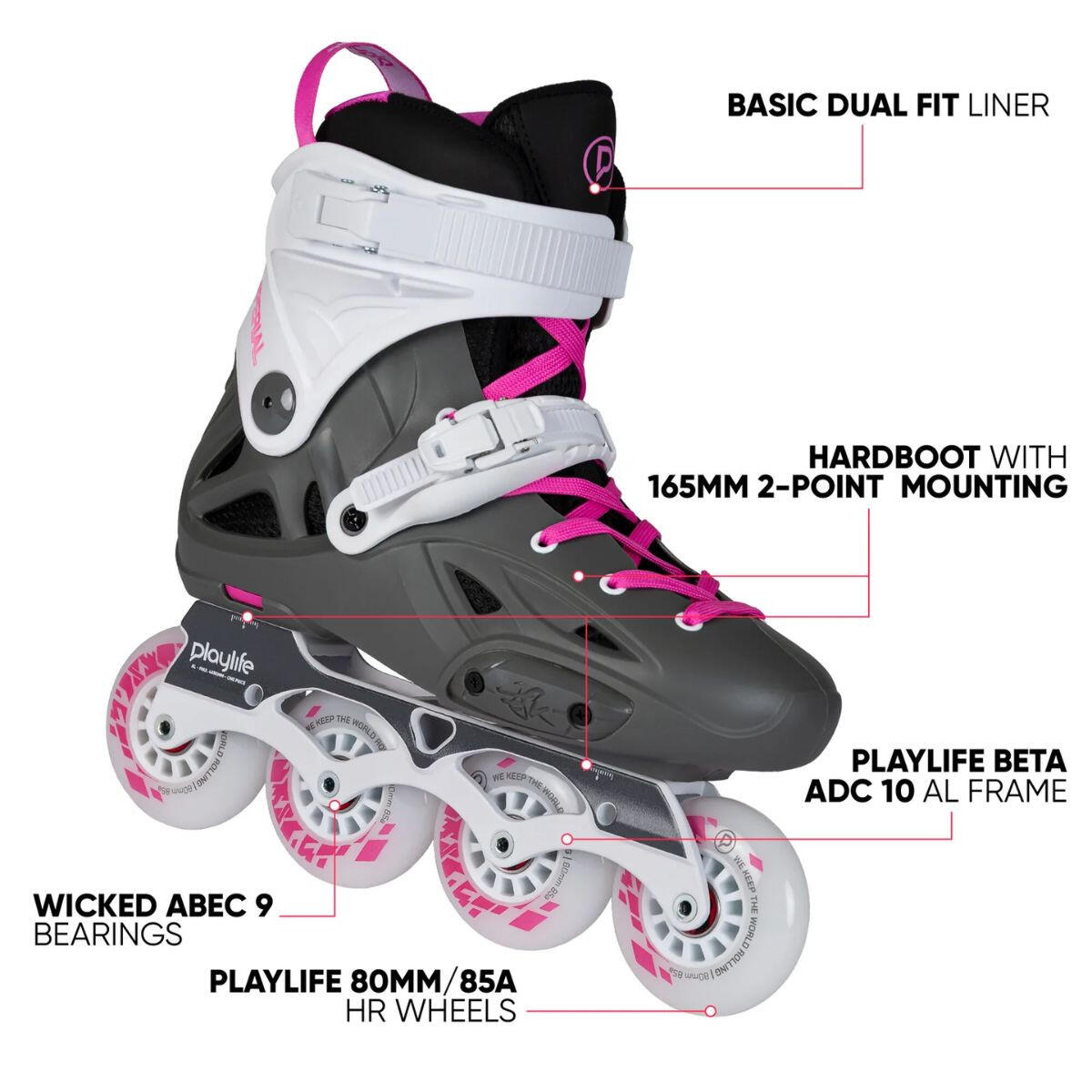Rolki Playlife Imperial 80 Fuchsia Grey White Pink 5/7