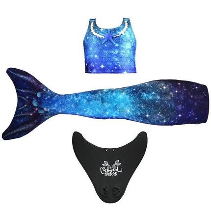 Ensemble queue de sirène bleu monopalme et bikini maillot de bain pour filles