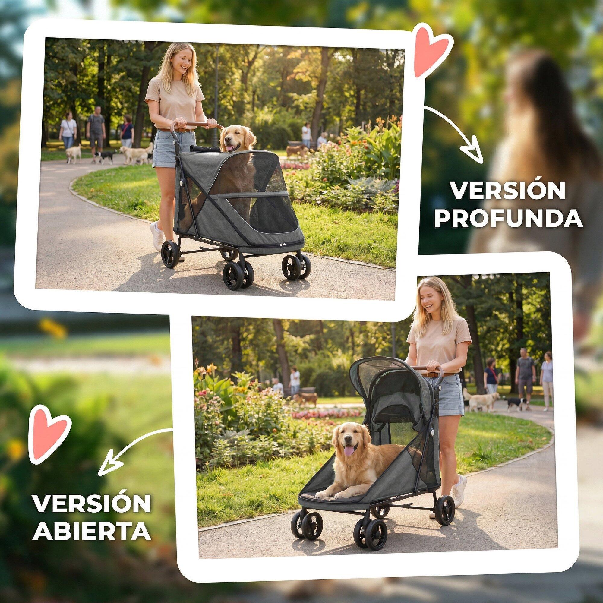 Carrito para Perros PawHut 100x64.5x108 cm Gris 5/5