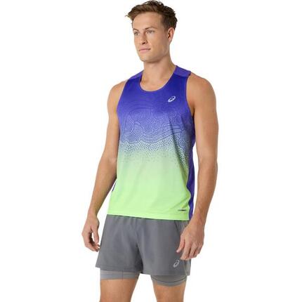 T Shirts Hemden Herren - ASICS Road Fade Singlet - Cobalt/Green