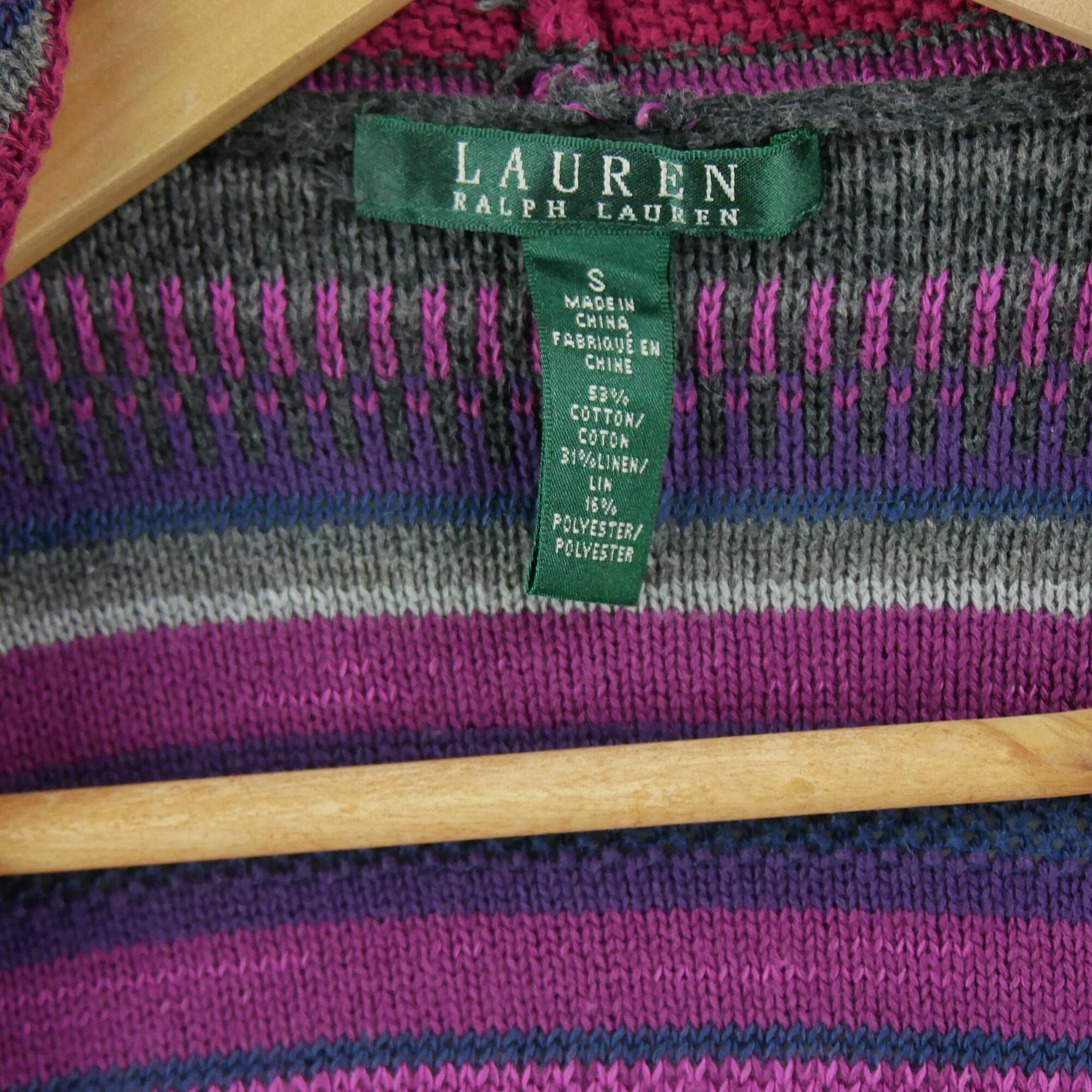 Women's Linen Cardigan Vest Purple 3/4