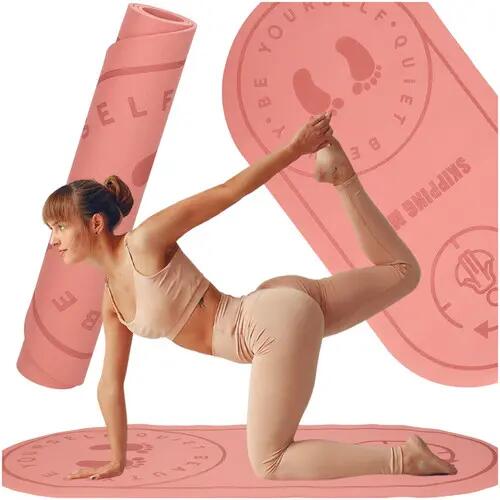 oefenmat - yoga en pilates - ikonka - geluiddempend, antislip - roze. 1/6