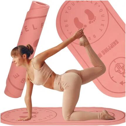 oefenmat - yoga en pilates - ikonka - geluiddempend, antislip - roze.
