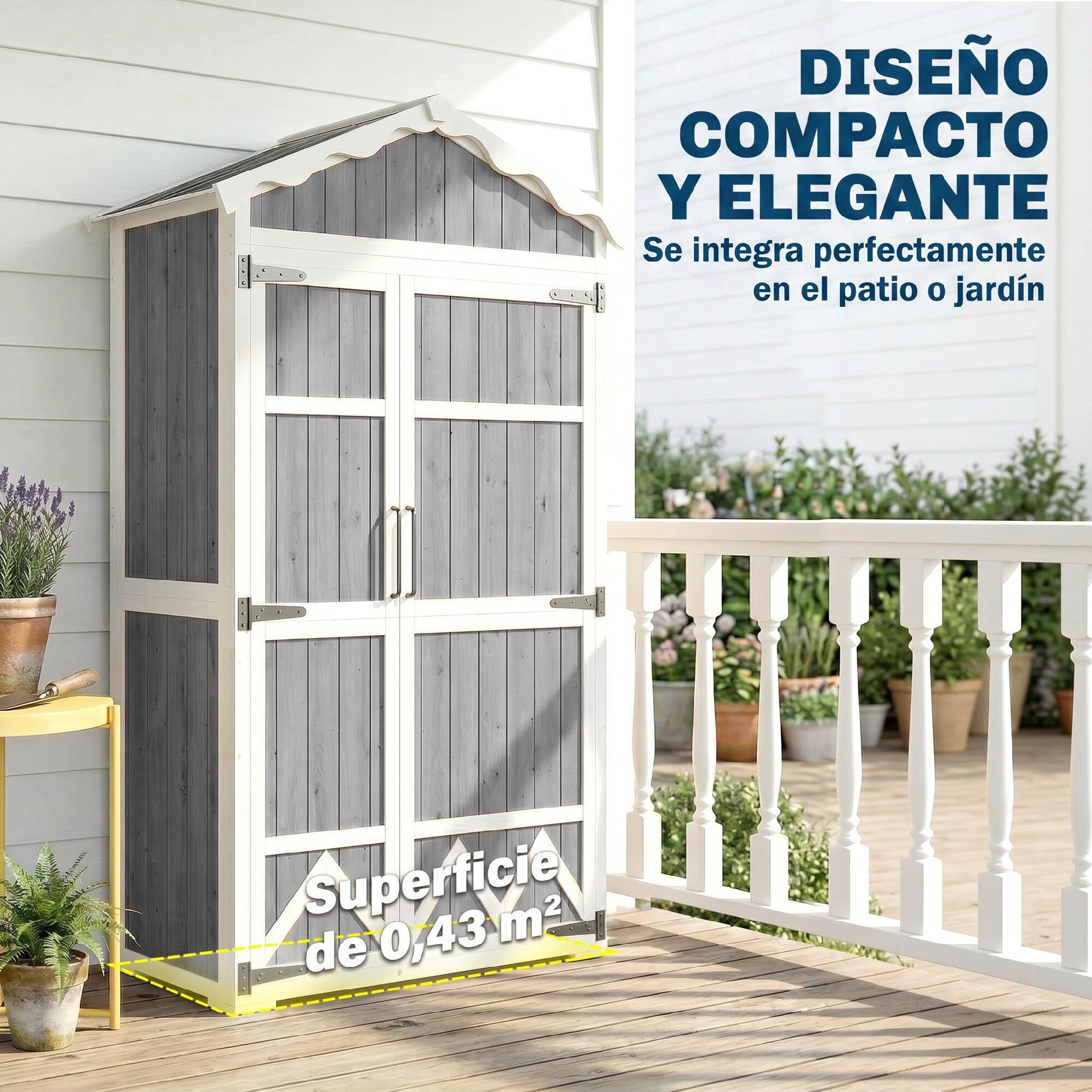 Abrigo de armazenamento de jardim 105x55x179 cm cinzento Outsunny 5/5