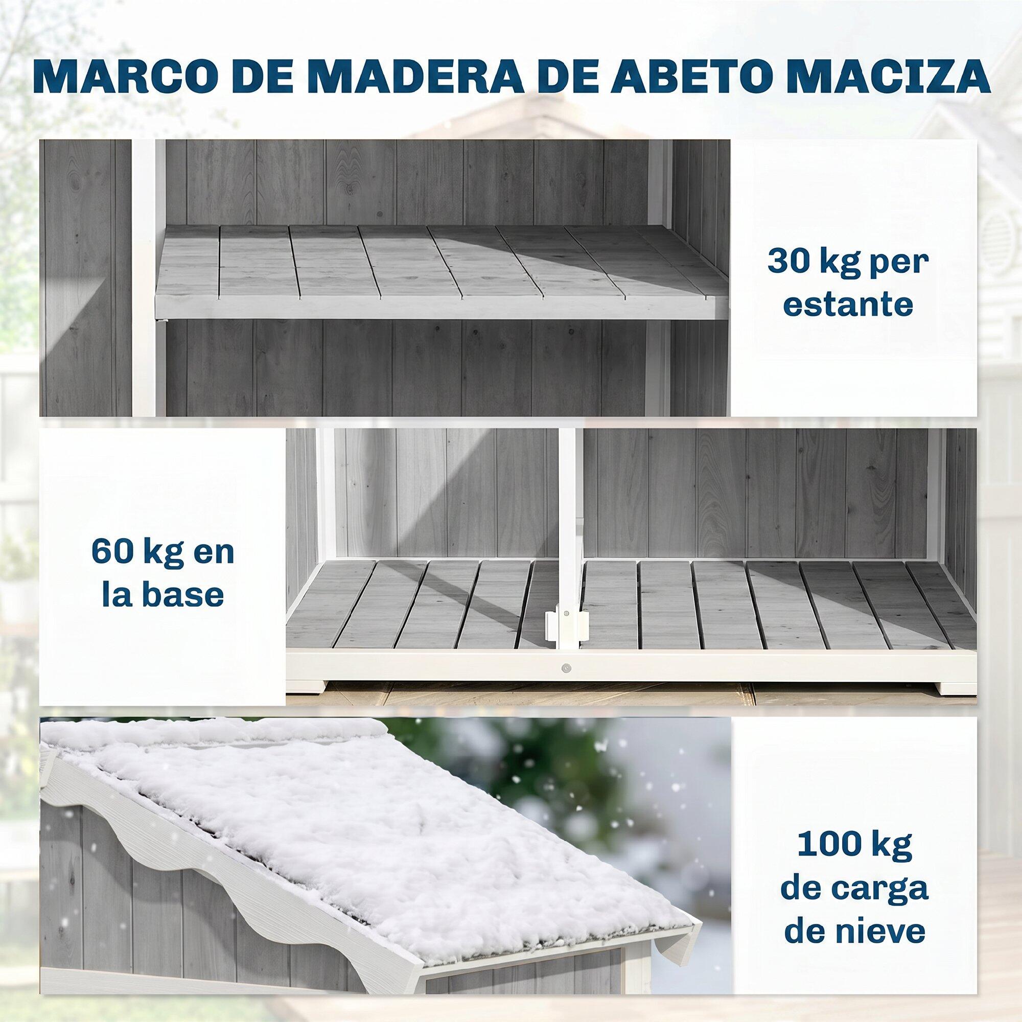 Abrigo de armazenamento de jardim 105x55x179 cm cinzento Outsunny 4/5