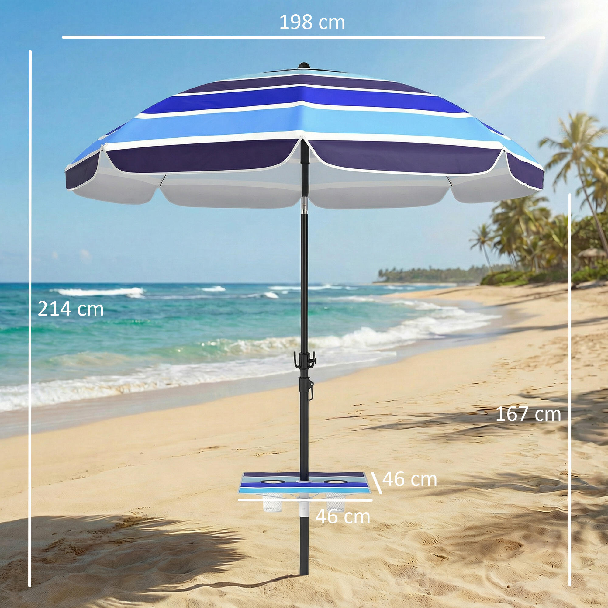 Guarda-Sol de Praia Outsunny Multicolor 3/5