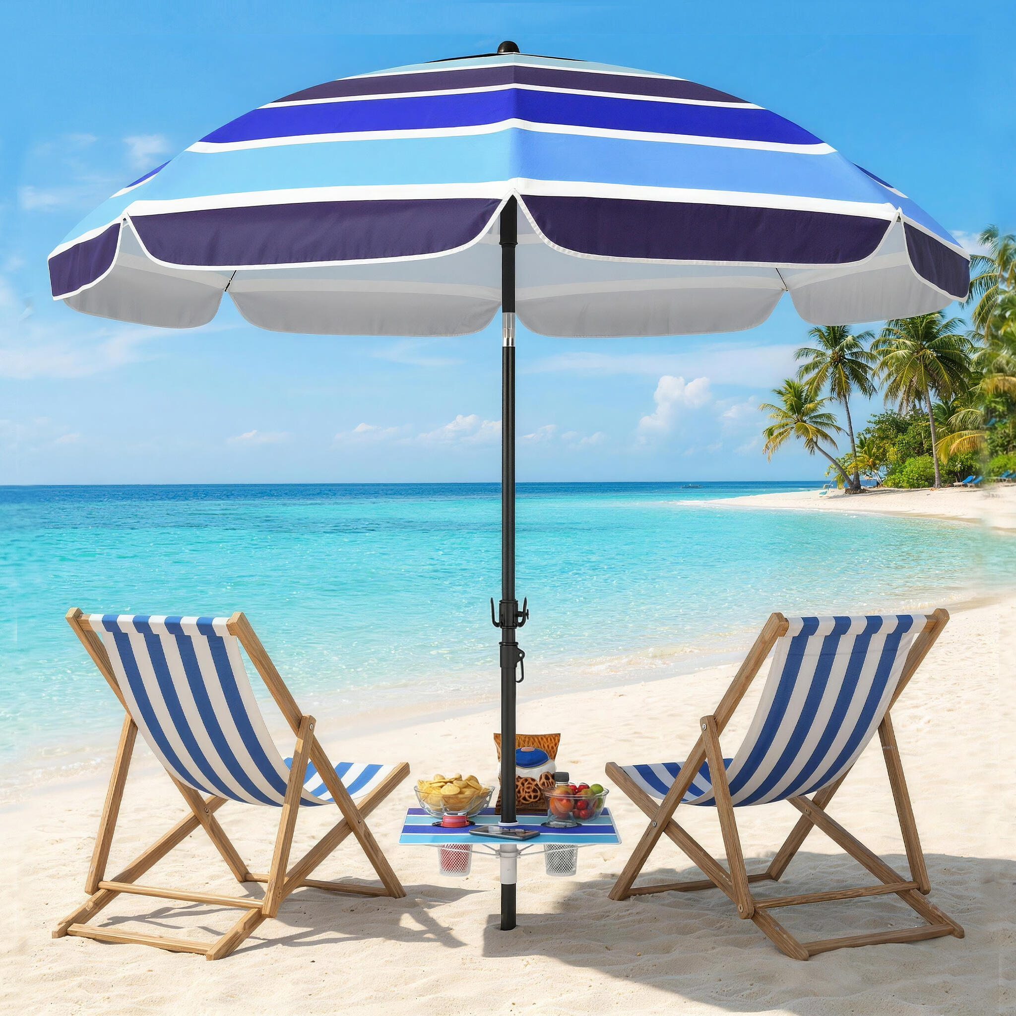 Guarda-Sol de Praia Outsunny Multicolor 2/5