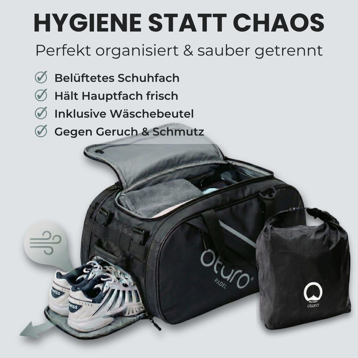 Borsa da padel con scomparto per 2 racchette | 60L - Nero 3/7