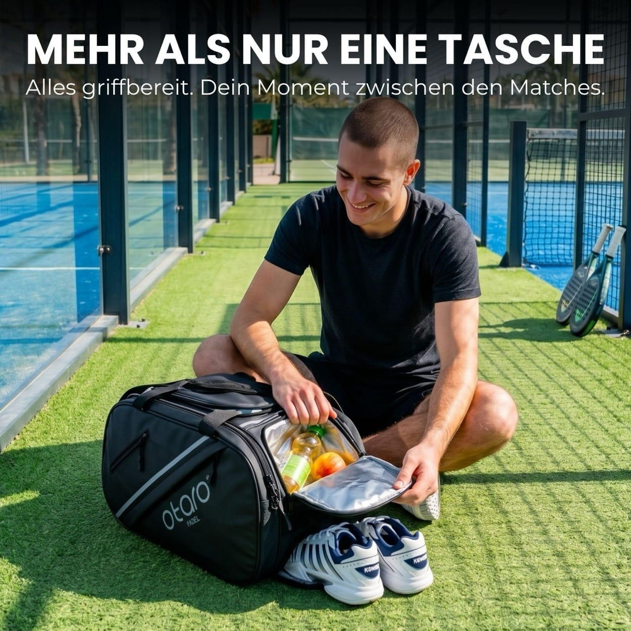 Borsa da padel con scomparto per 2 racchette | 60L - Nero 6/7