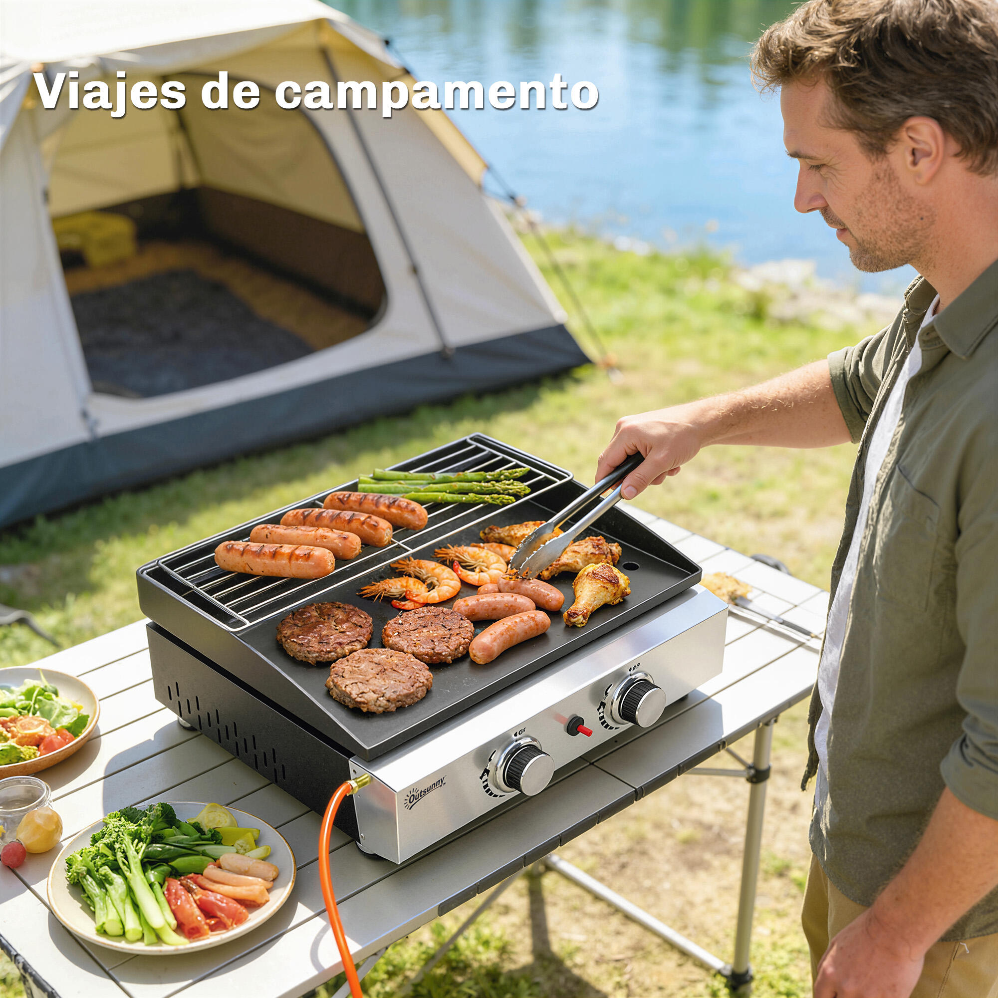 Barbecue a Gás Outsunny Preto 4/5