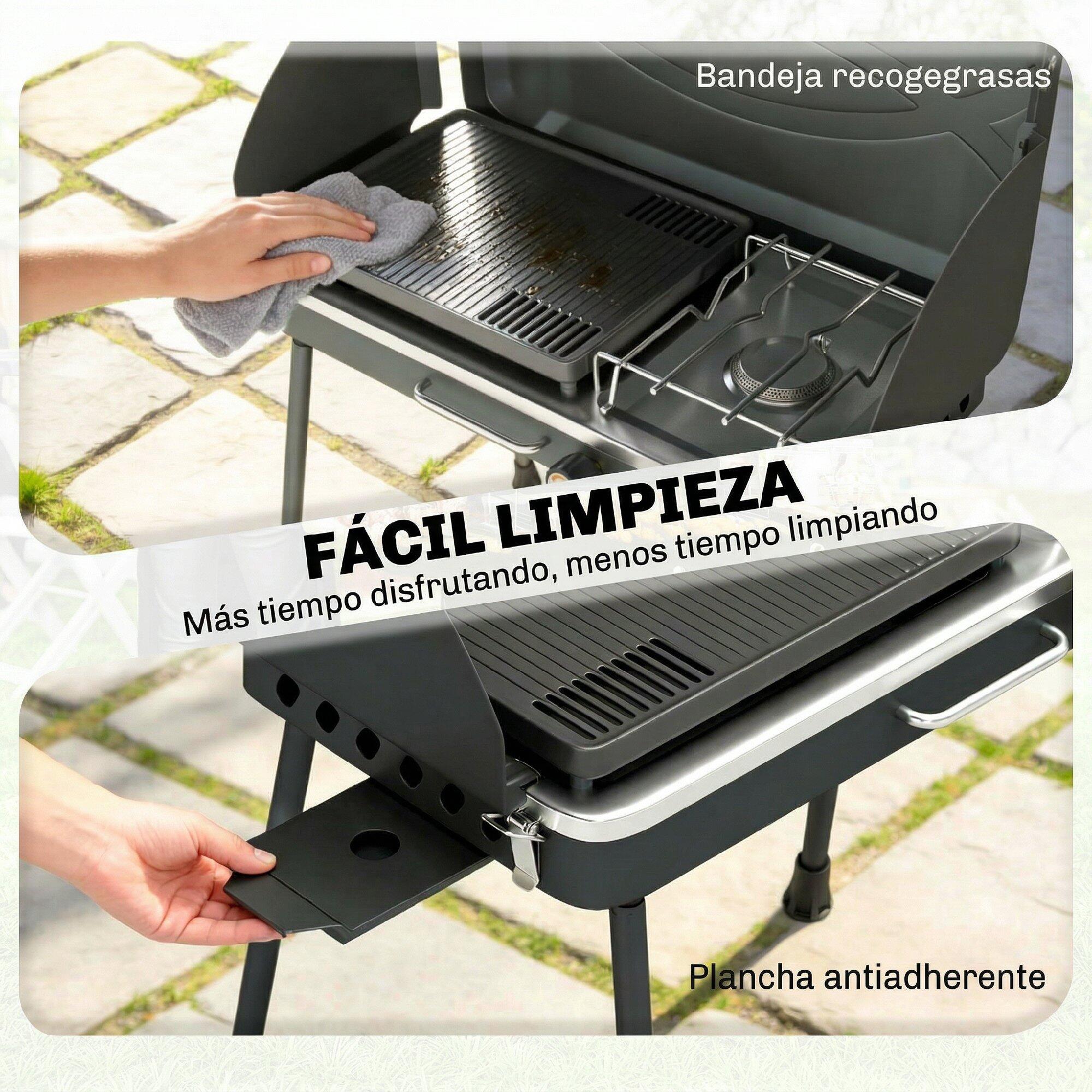 Grelhador a gás 61x47x88 cm preto Outsunny 5/5