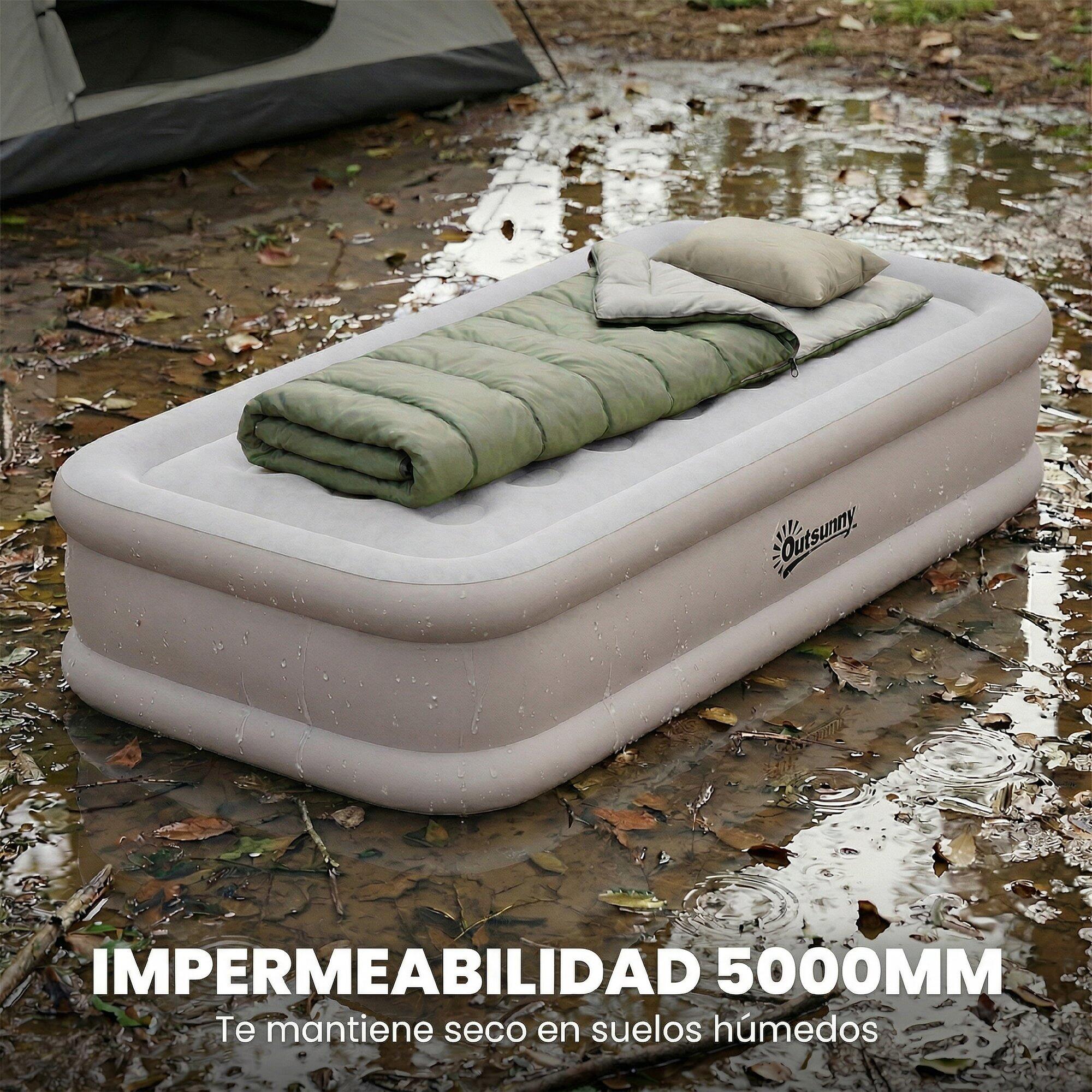 Colchão insuflável 190x97x39 cm caqui Outsunny 4/5