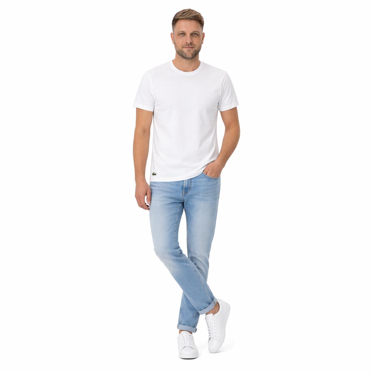 Heren 3-Pack O-hals Shirts Wit 2/4
