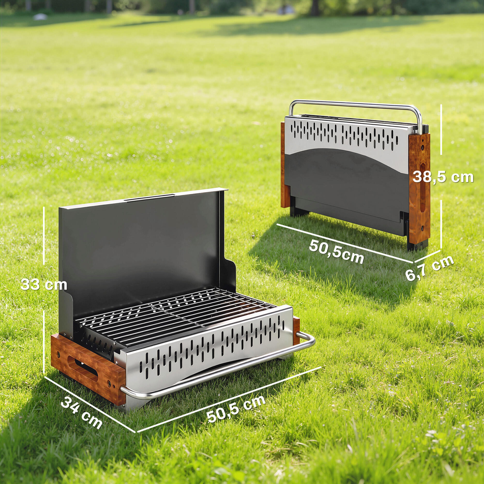 Barbecue a carvão 50.5x34x33 cm preto Outsunny 3/5