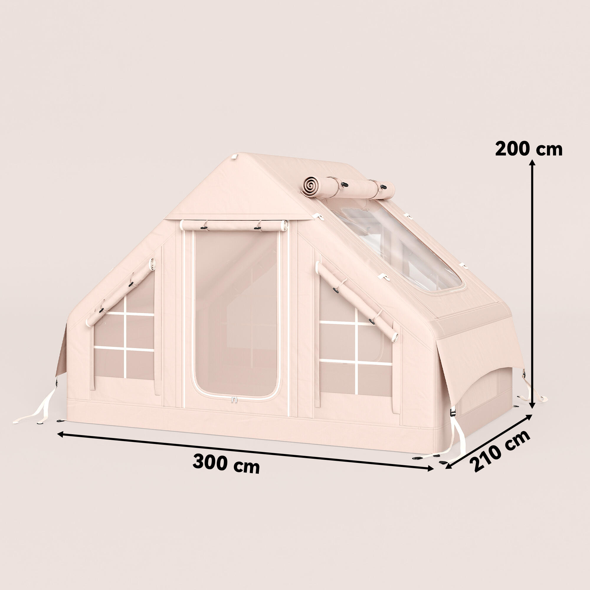 Tenda insuflável 300x210x200 cm bege Outsunny 3/5