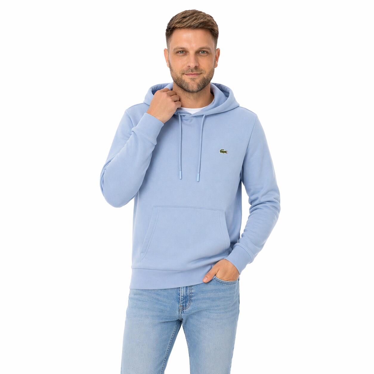 Felpa con Cappuccio Lacoste Blu Chiaro 2/3