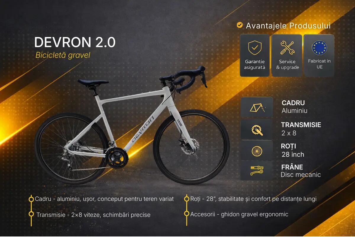 Bicicleta Gravel Devron 2.0 - 28 inch, L, Gri 7/7