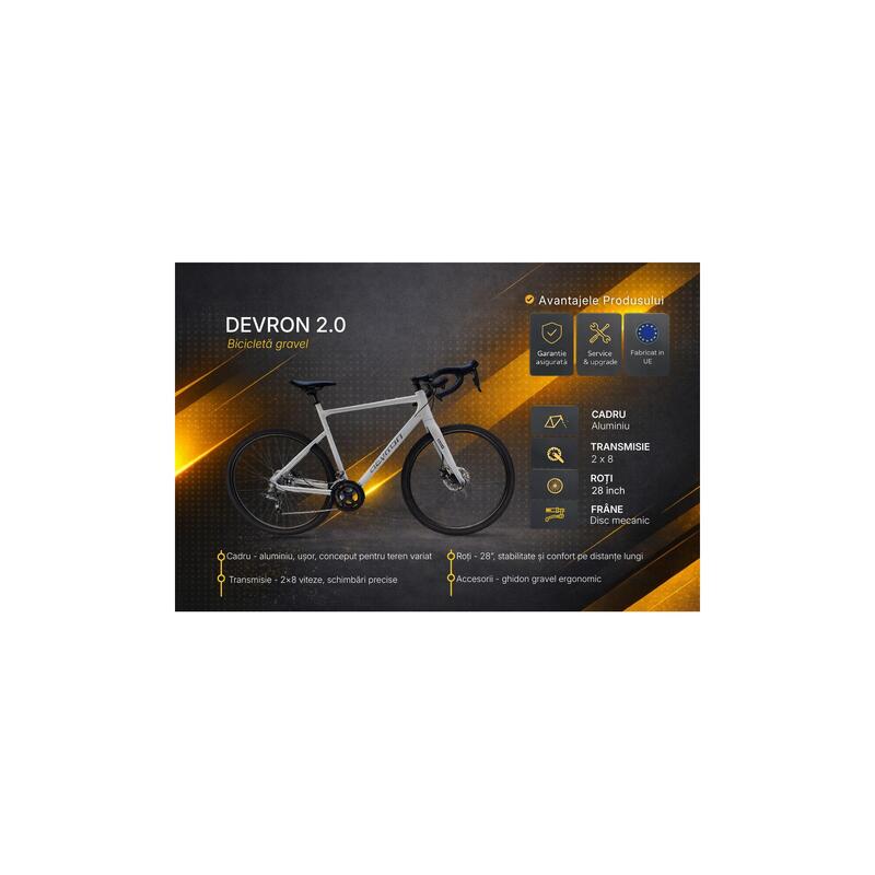 Bicicleta Gravel Devron 2.0 - 28 inch, M, Gri