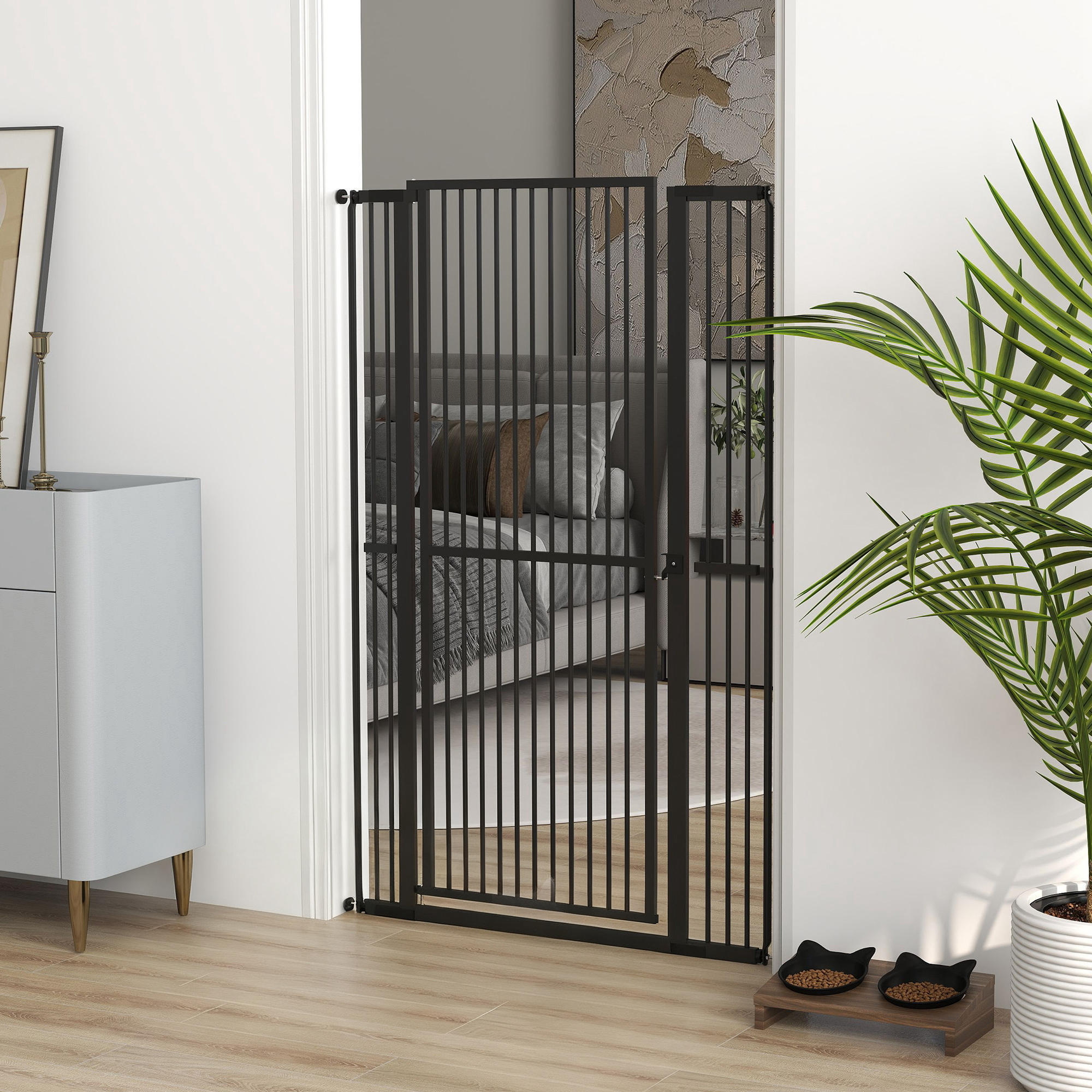 Barrera de Seguridad PawHut 104x3.5x150 cm Negro 2/6