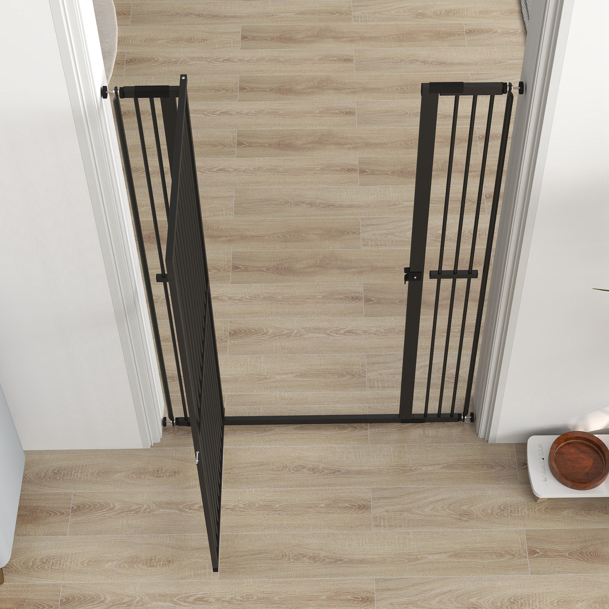 Barrera de Seguridad PawHut 104x3.5x150 cm Negro 5/6
