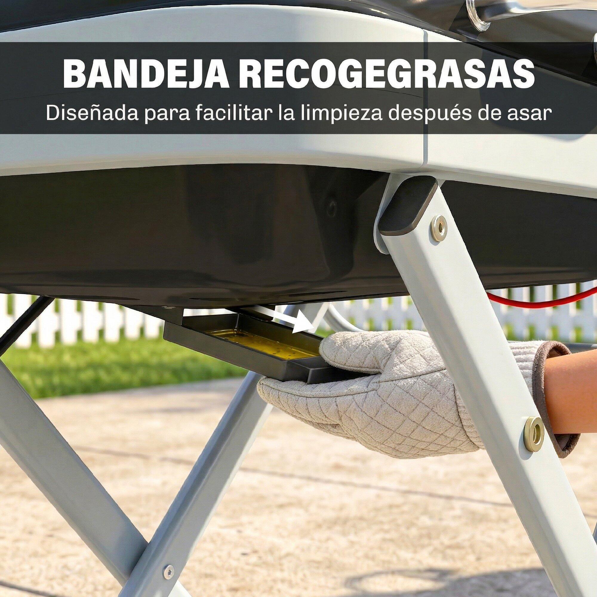 Grelhador a gás 109x55x89 cm preto Outsunny 4/5