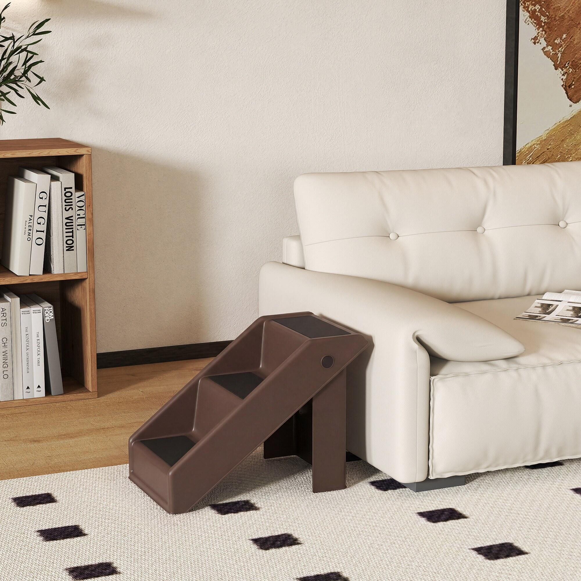 Escada para animais de estimação 53x30.5x36.5 cm castanho PawHut 2/5