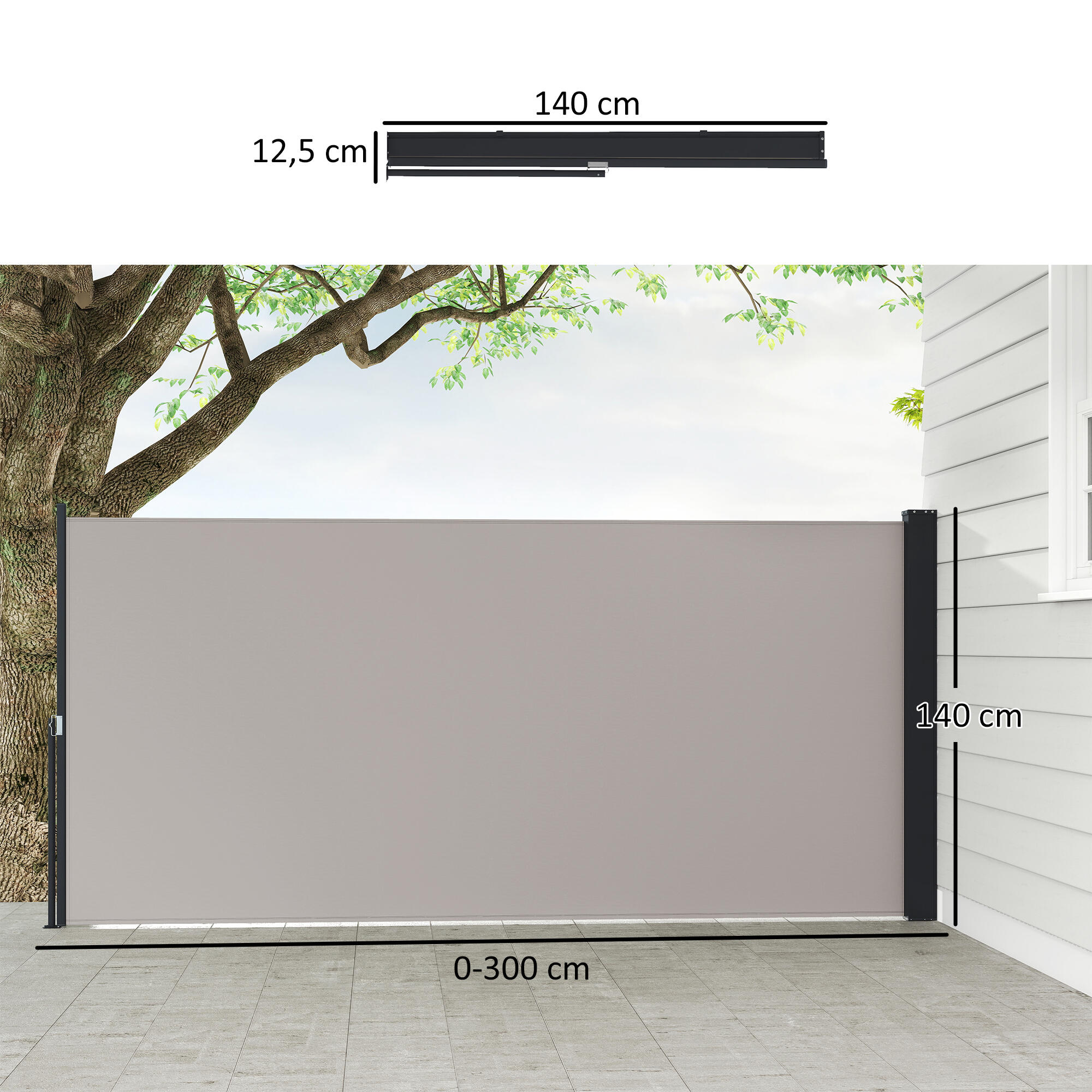 Toldo Lateral Retráctil Outsunny 300x3.5x140 cm Gris Claro 3/5