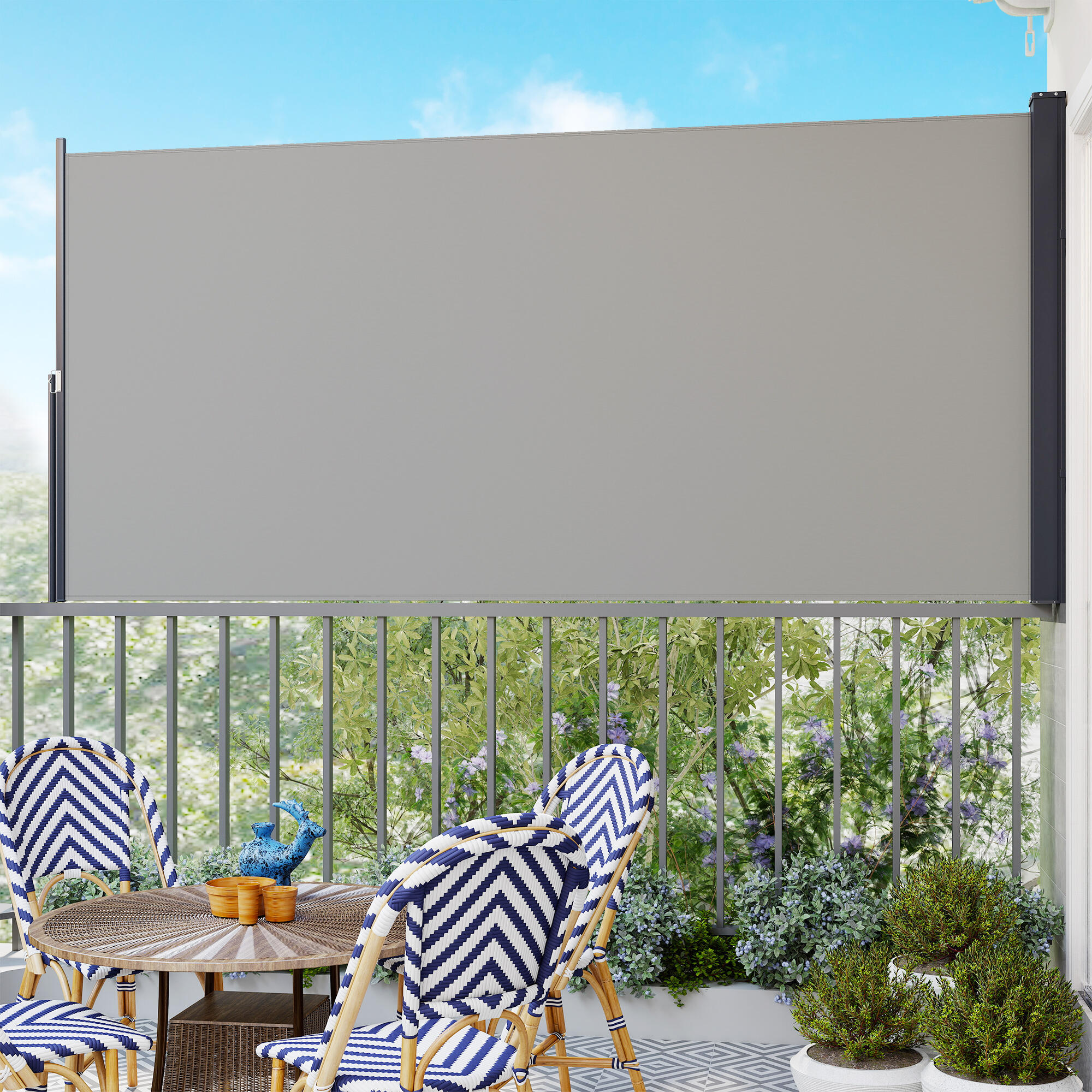 Toldo Lateral Retráctil Outsunny 300x3.5x140 cm Gris Claro 5/5