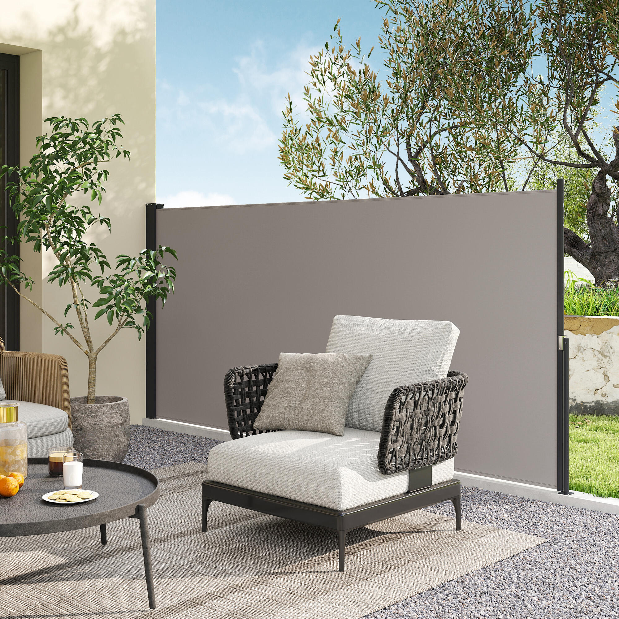 Toldo Lateral Retráctil Outsunny 300x3.5x140 cm Gris Claro 4/5