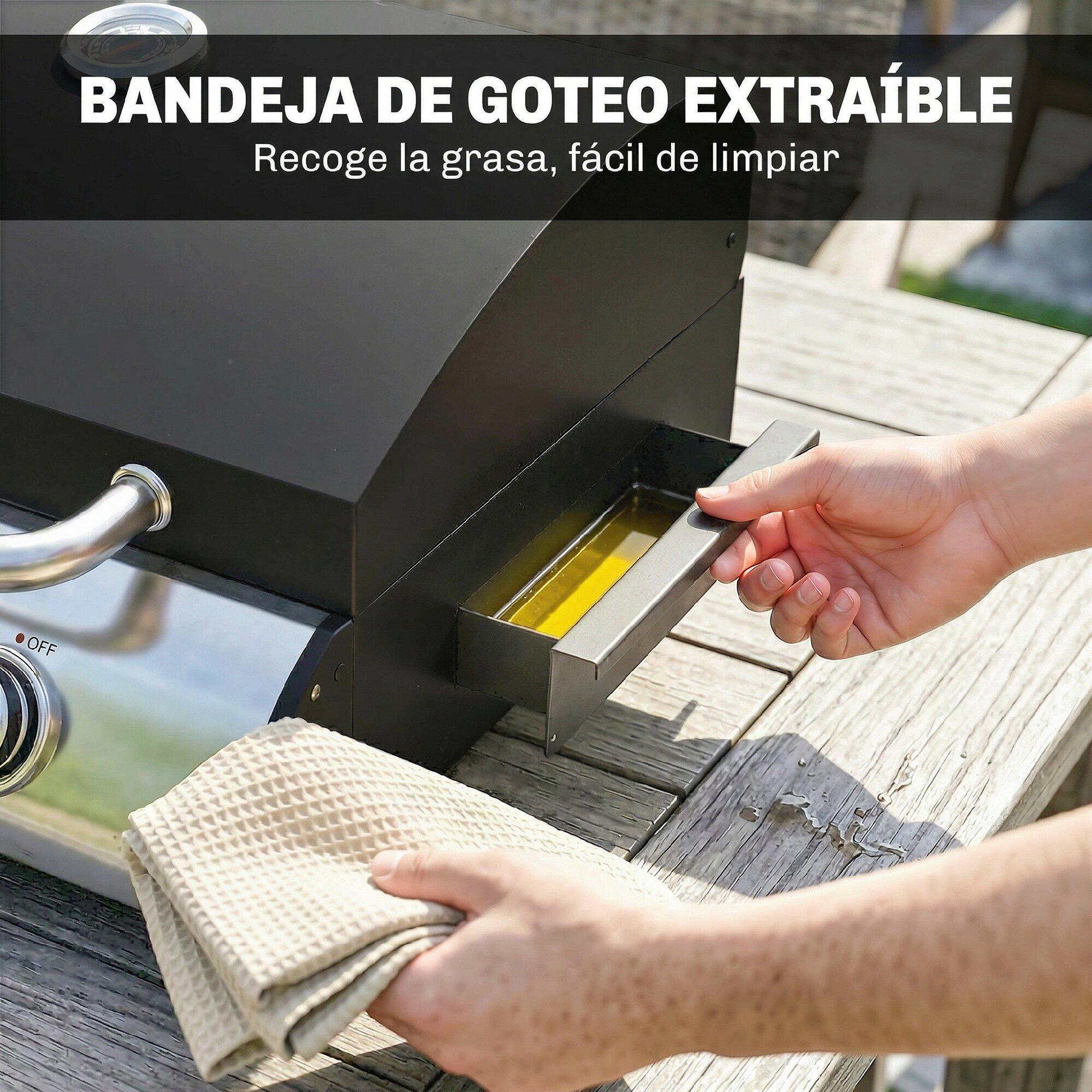 Churrasqueira a gás 77x47x27 cm preto Outsunny 4/5