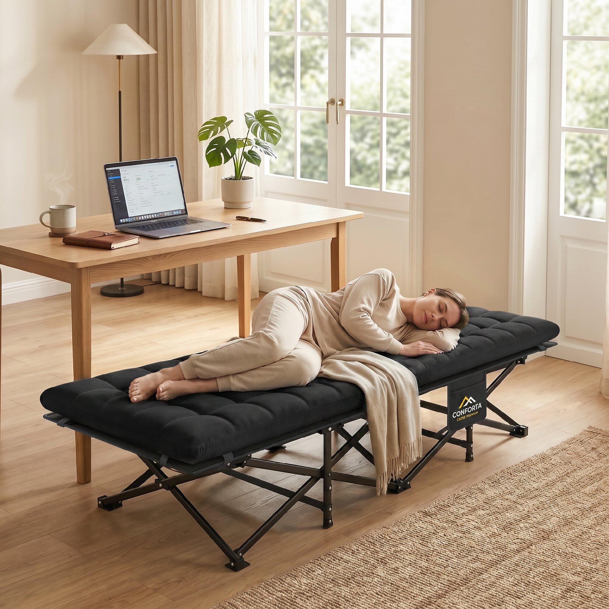 Cama de campismo 200x80x40 cm preto Outsunny 5/5