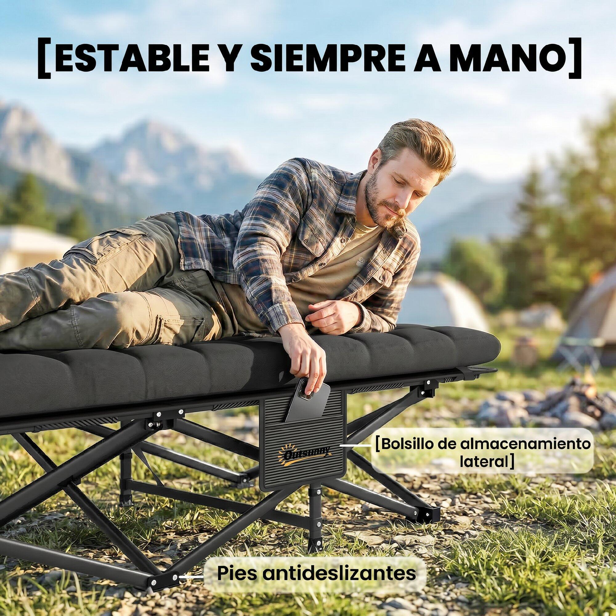 Cama de campismo 200x80x40 cm preto Outsunny 4/5