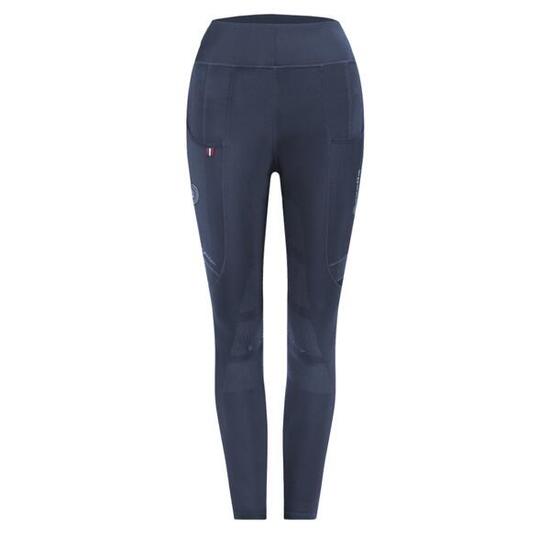 LEGGINGS D’ÉQUITATION LIN FULL GRIP BLEU FONCÉ JUNIOR