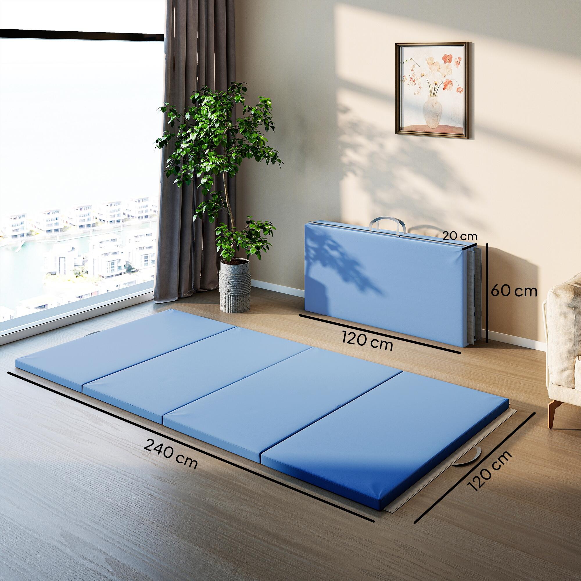 Colchão de ginástica 240x120x5 cm azul claro HOMCOM 3/5