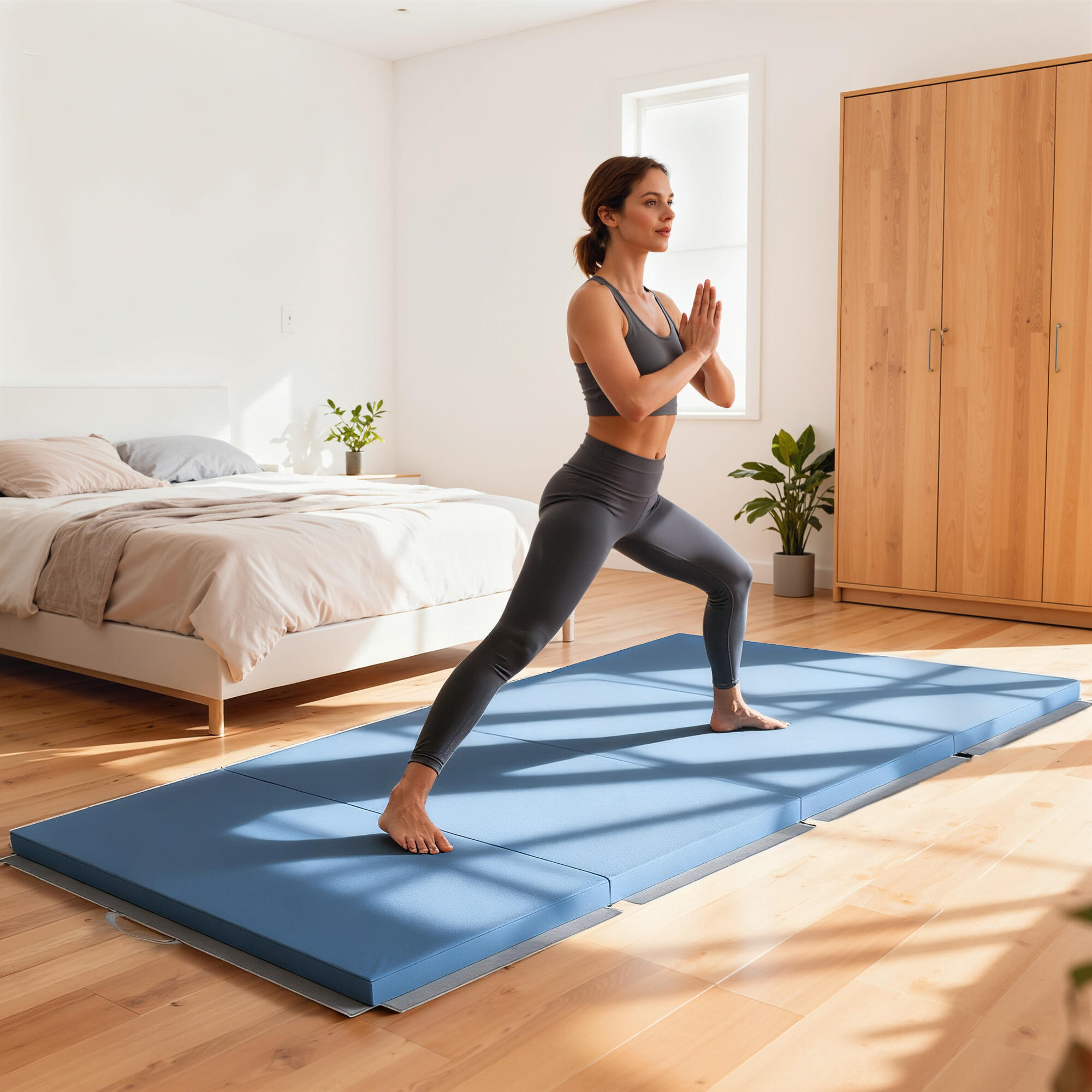 Colchão de ginástica 240x120x5 cm azul claro HOMCOM 2/5