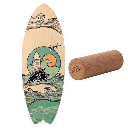 F2 Set Balance Board Surfer 87x32cm mit Korkrolle