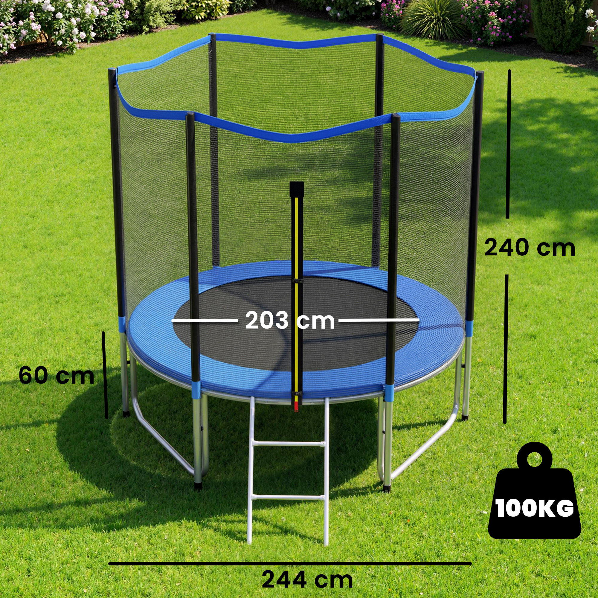 Trampolim infantil ø244x240 cm azul SPORTNOW 3/5