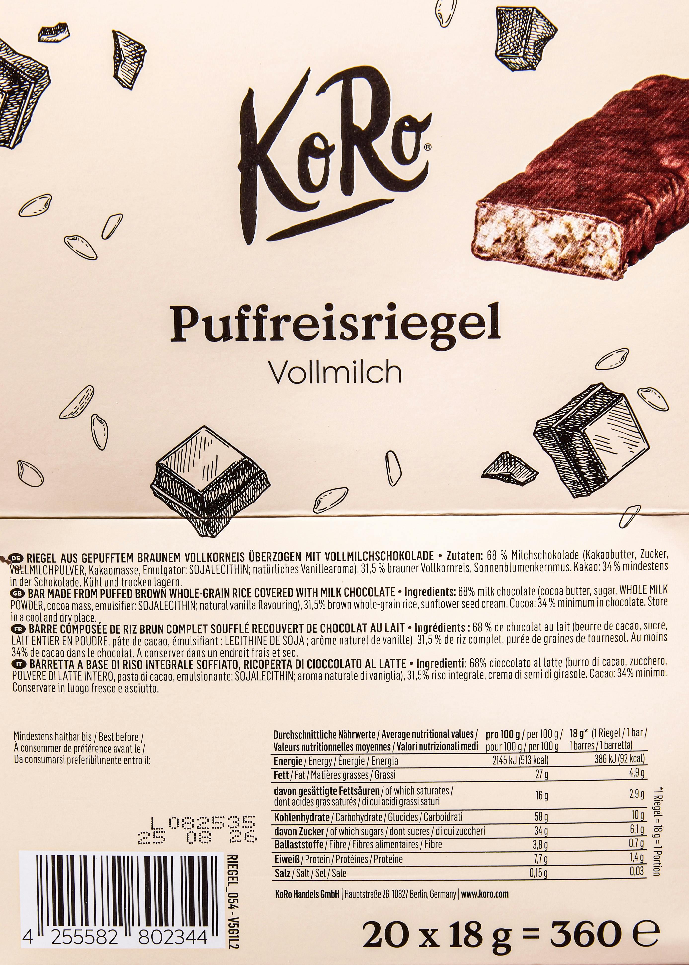 Barretta di riso soffiato al cioccolato al latte | 20 x 18 g 5/5
