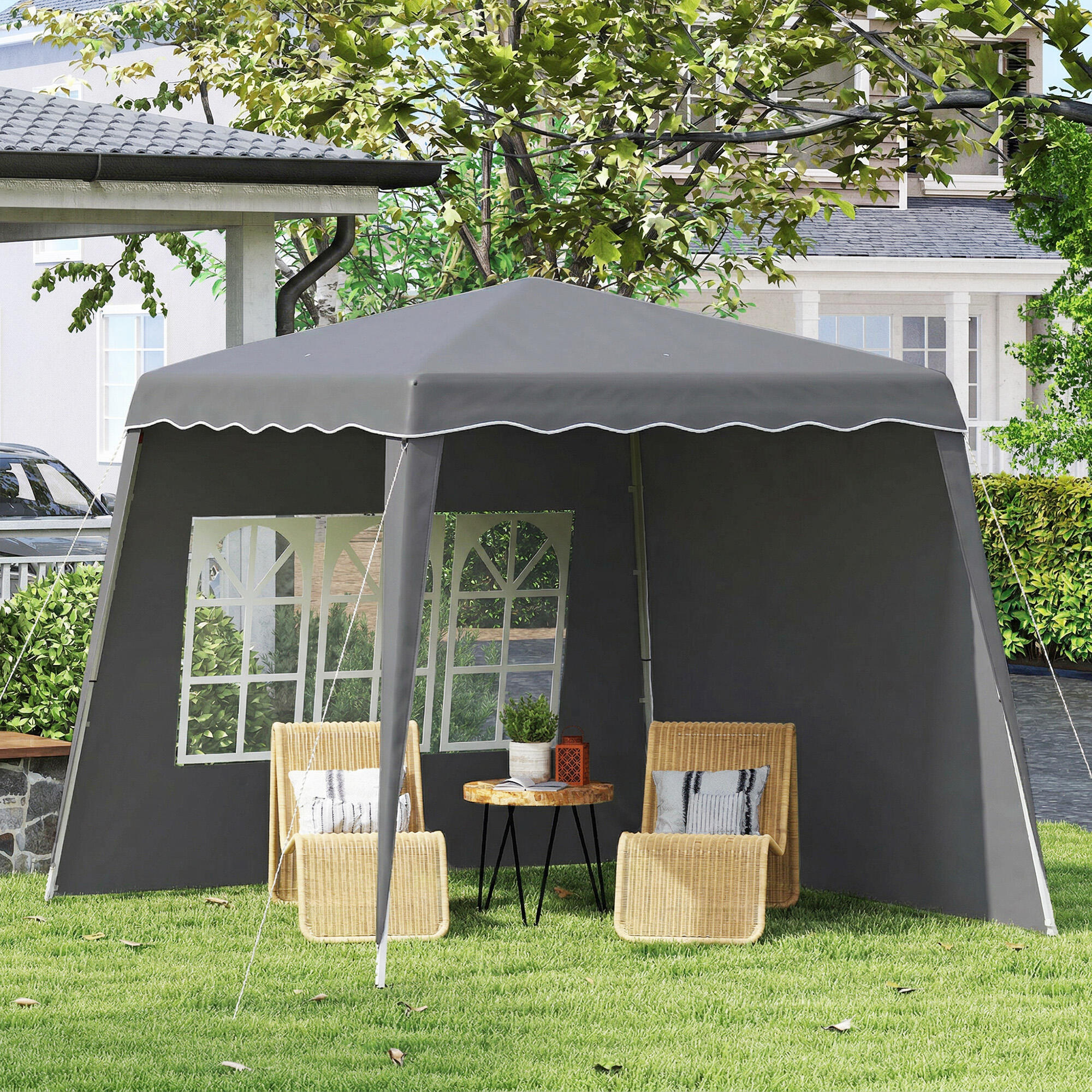 Tenda dobrável 289x289x250 cm cinzento Outsunny 2/5