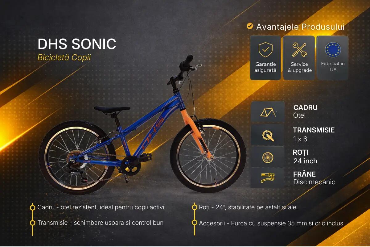 Bicicletta per bambini DHS Sonic - 20 pollici, blu-arancione 7/7