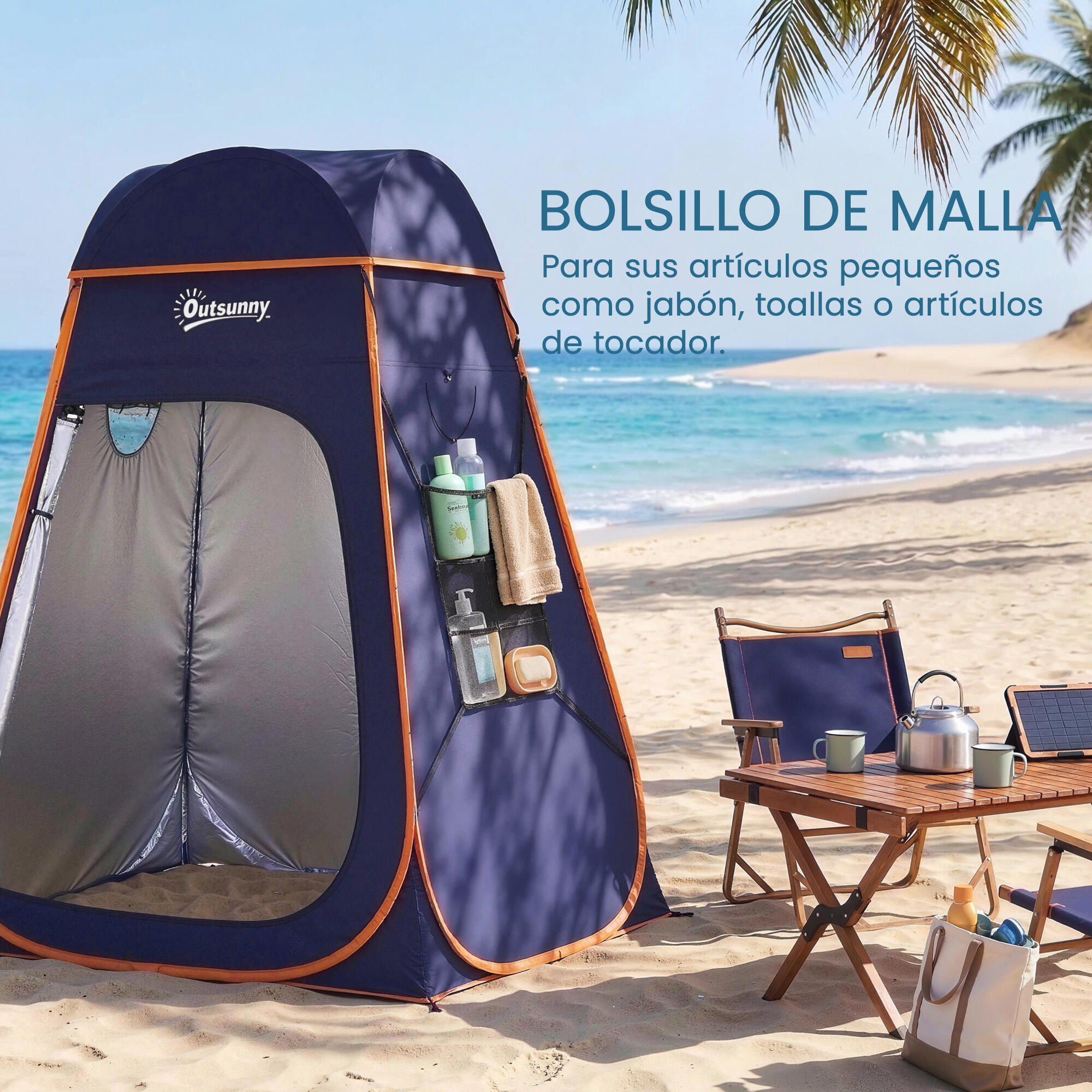 Tenda de Duche Outsunny Azul 4/5