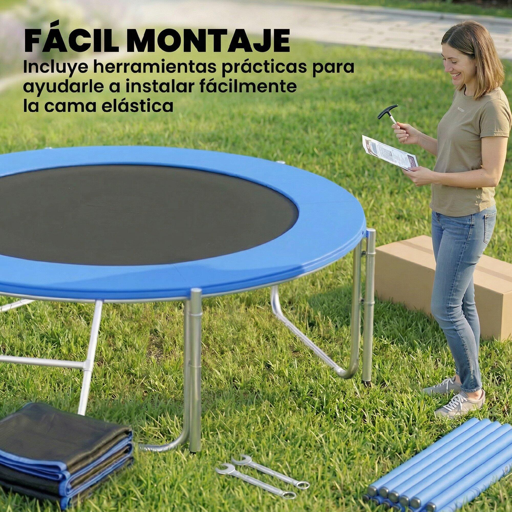 Trampolim infantil ø244x240 cm azul SPORTNOW 4/5