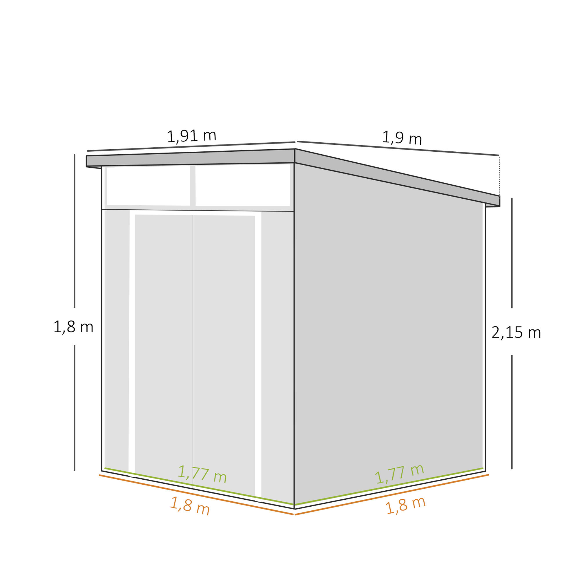 Caseta de Jardín Outsunny 190x191x215 cm Gris Claro 3/6