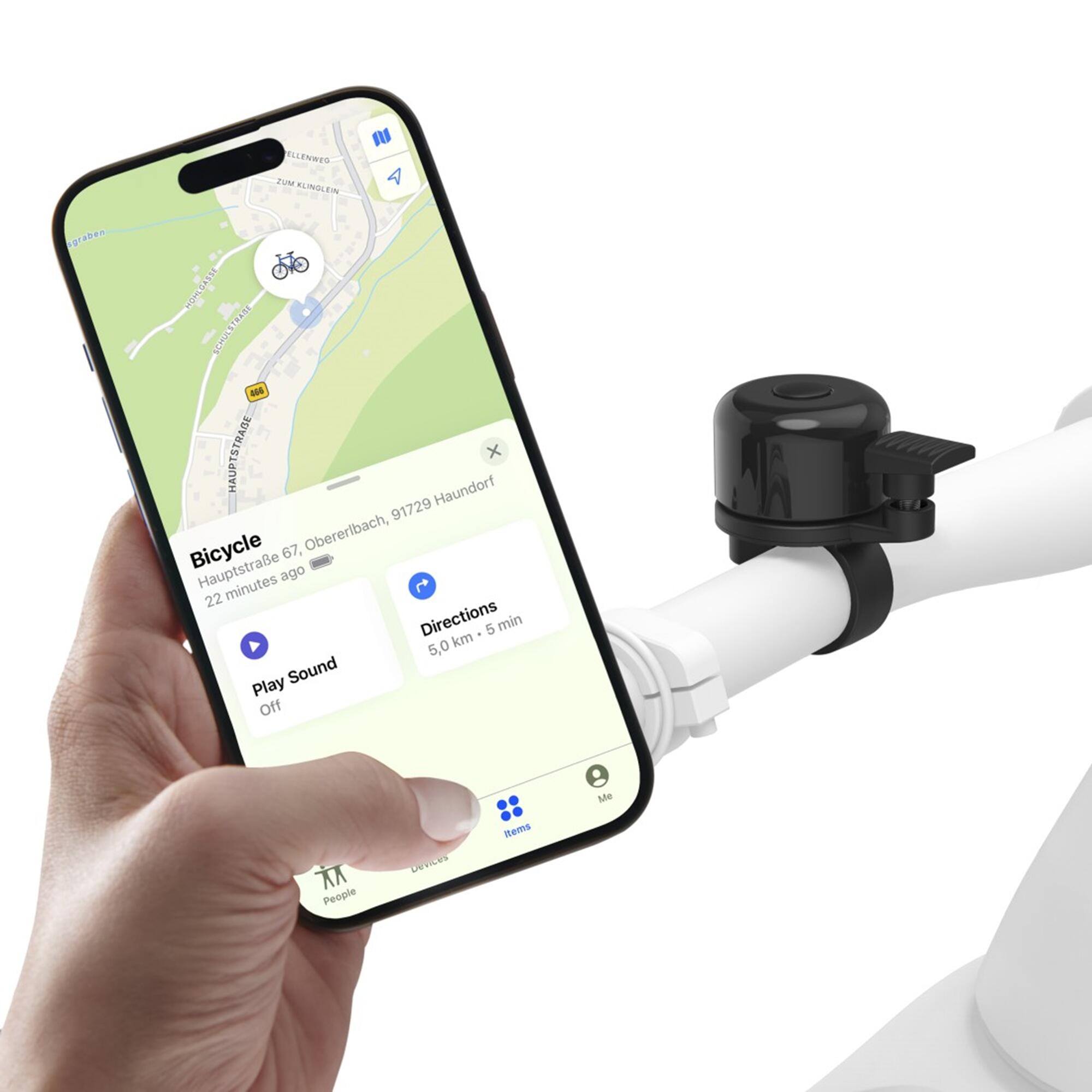 HAMA Fahrradklingel AirBell Pro, mit Finder für Wo ist?,  Ø 2,2 cm 5/7