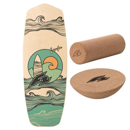 F2 Set Balance Board Tompstone 74x27cm + Halbkugel und Korkrolle