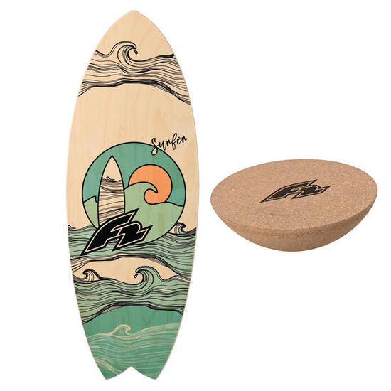 Set balance board da surf F2 87x32cm con semisfera in sughero