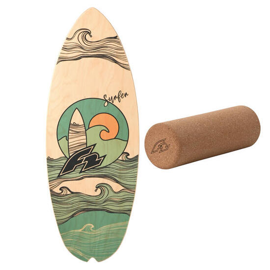 F2 Set Balance Board Halfshell 88x32cm mit Korkrolle