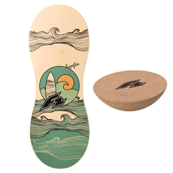 F2 Set Balance Board Peanut 86x32cm mit Kork Halbkugel